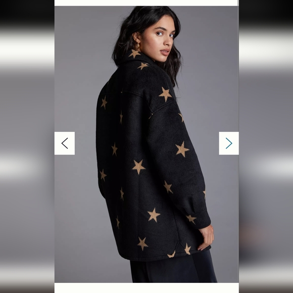 NWT new AVEC LES FILLES Felt Shirt Jacket In Black/tan Star from modesens/Anthro - Picture 2 of 14